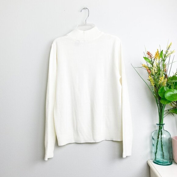 🦋 VINTAGE BLAIR Cream White Mockneck Knit Sweater Medium - Picture 3 of 4
